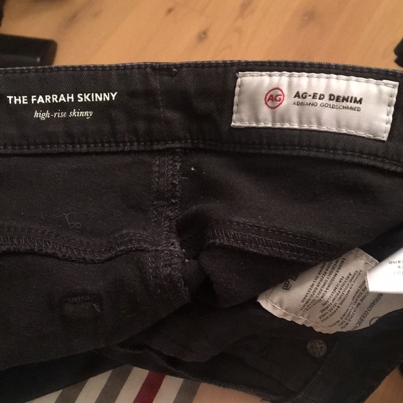 AG Farrah High Rise crop black jeans, Adriano Goldschmeid 26, distressed raw hem - Picture 6 of 12